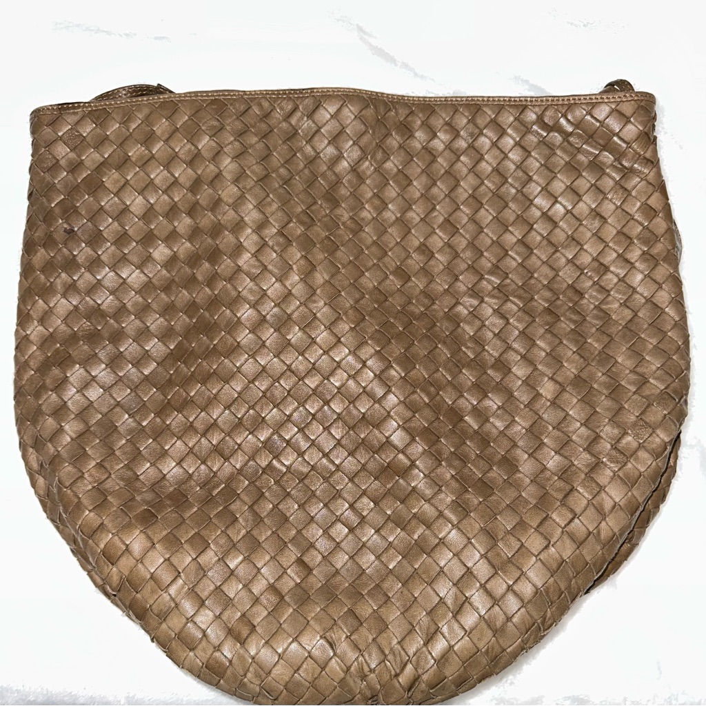 Bottega Veneta Taupe Woven Leather Shoulder Bagfirm